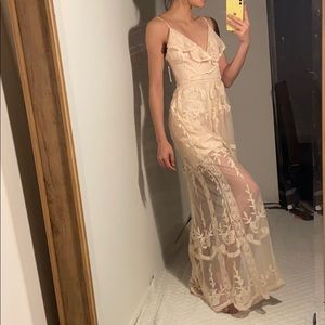 Blush lace maxi dress